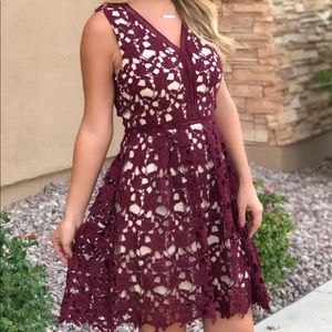 Maroon Lace Dress